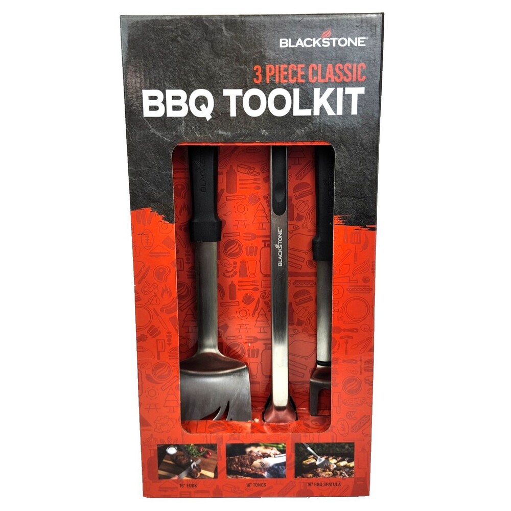 Blackstone 3 Piece Classic BBQ Tool Kit - Fork Tongs BBQ Spatula New in Box